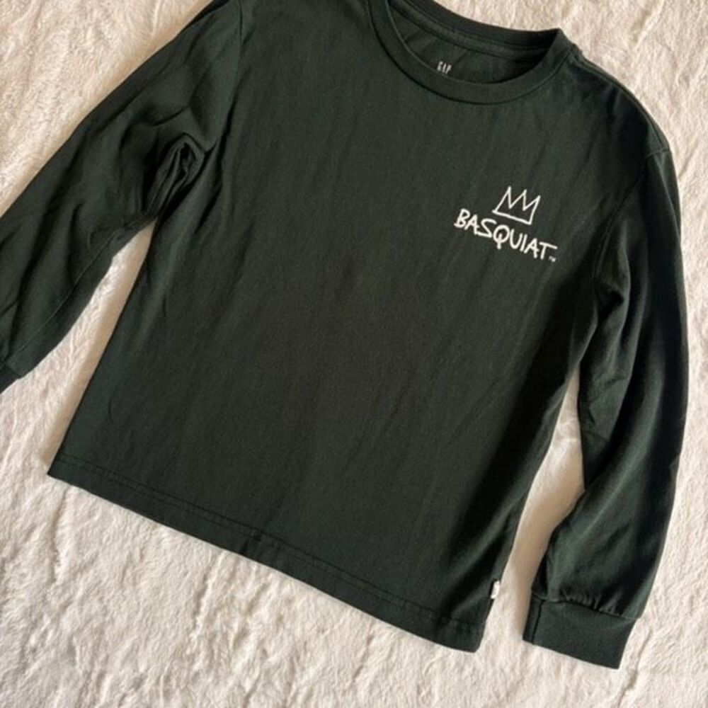 Gap Kids Basquiat Graphic Long Sleeve T-Shirt Green Size 6/7